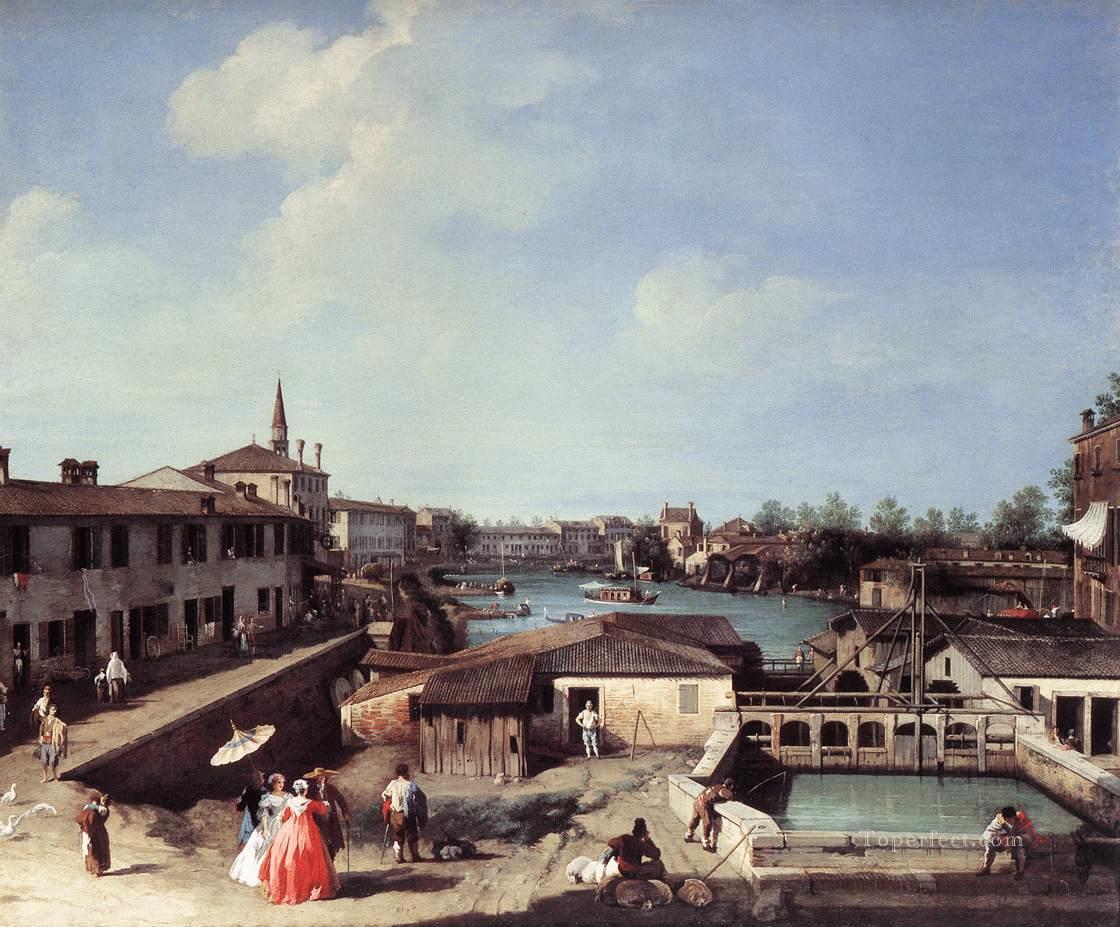 Dolo On The Brenta Venetian Venice Canaletto Oil Paintings